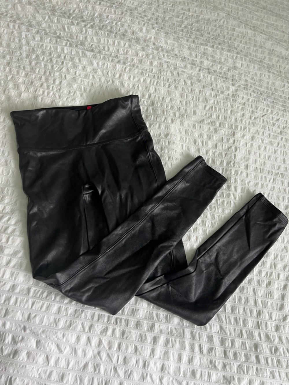 SPANX Black Faux Leather Look Leggings Small Petite
